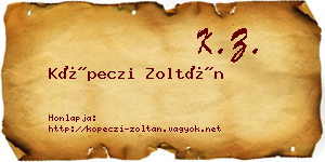 Köpeczi Zoltán névjegykártya